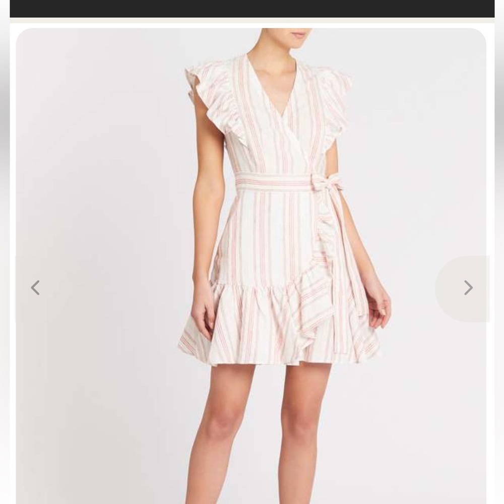 Rebecca Taylor Striped Ruffle Wrap Dress 0